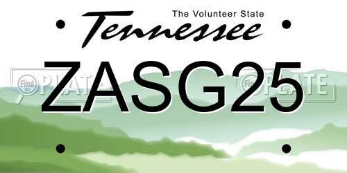 ZASG25 Tennessee License Plate