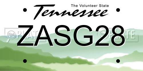 ZASG28 Tennessee License Plate