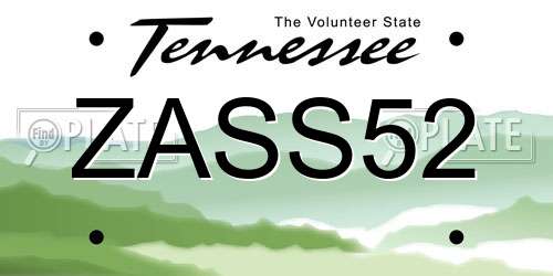 ZASS52 Tennessee License Plate