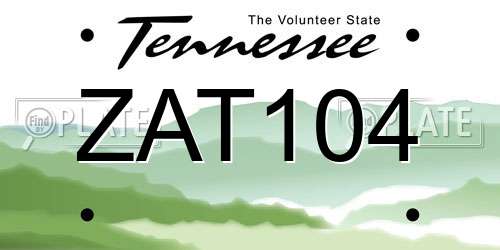 ZAT104 Tennessee License Plate