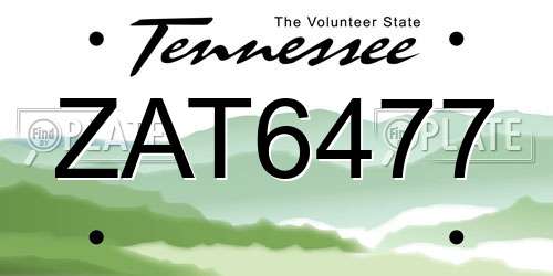 ZAT6477 Tennessee License Plate