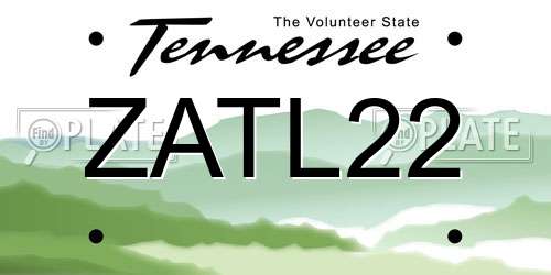 ZATL22 Tennessee License Plate