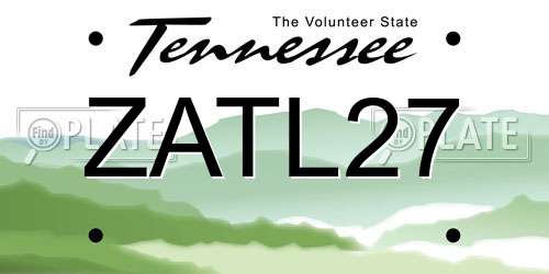ZATL27 Tennessee License Plate