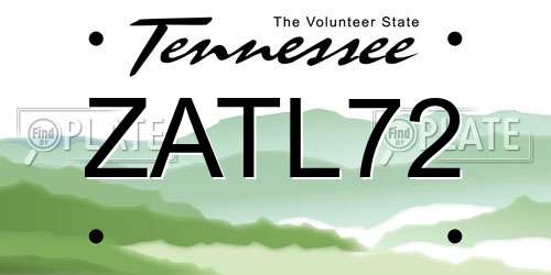 ZATL72 Tennessee License Plate