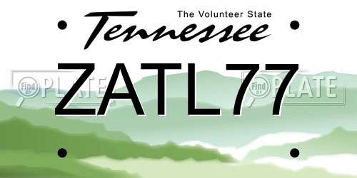 ZATL77 Tennessee License Plate