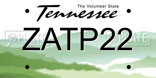 ZATP22 Tennessee License Plate