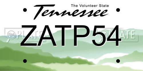 ZATP54 Tennessee License Plate