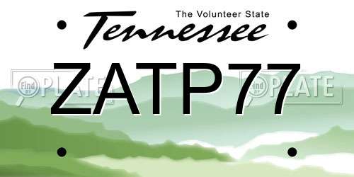 ZATP77 Tennessee License Plate