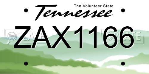 ZAX1166 Tennessee License Plate