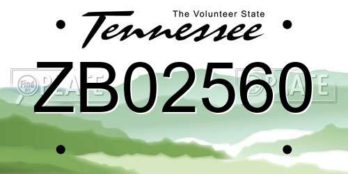 ZB02560 Tennessee License Plate