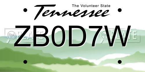 ZB0D7W Tennessee License Plate