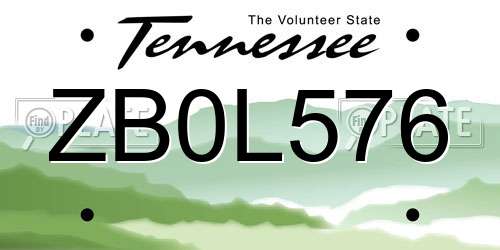 ZB0L576 Tennessee License Plate