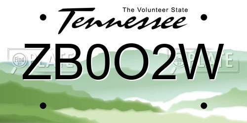 ZB0O2W Tennessee License Plate