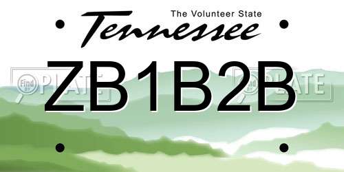 ZB1B2B Tennessee License Plate