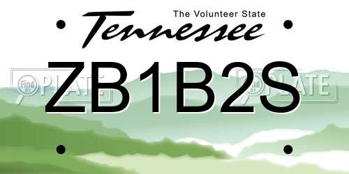 ZB1B2S Tennessee License Plate