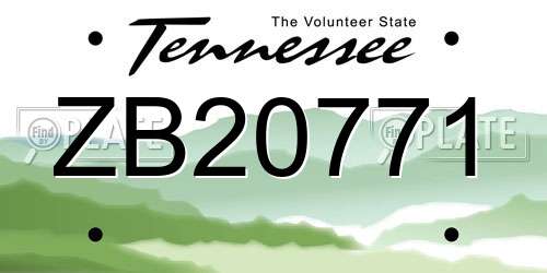 ZB20771 Tennessee License Plate