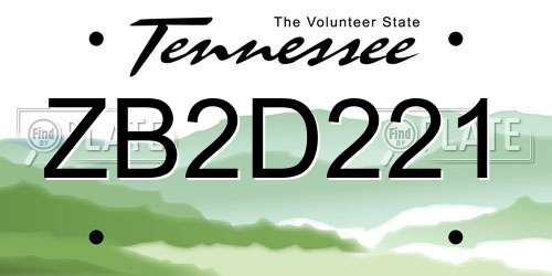 ZB2D221 Tennessee License Plate