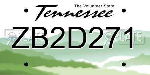 ZB2D271 Tennessee License Plate