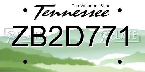 ZB2D771 Tennessee License Plate