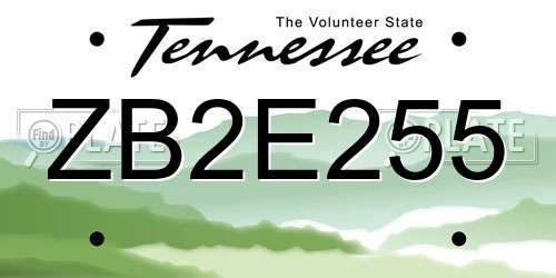 ZB2E255 Tennessee License Plate