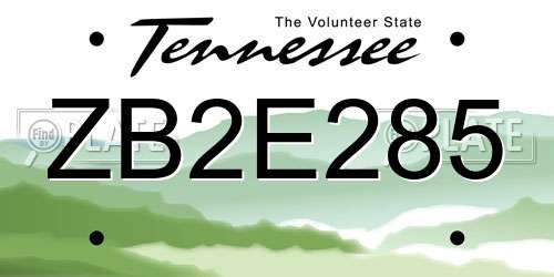 ZB2E285 Tennessee License Plate