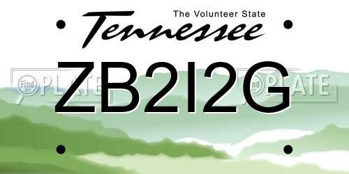 ZB2I2G Tennessee License Plate