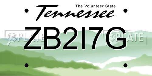 ZB2I7G Tennessee License Plate