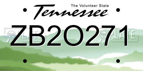 ZB2O271 Tennessee License Plate