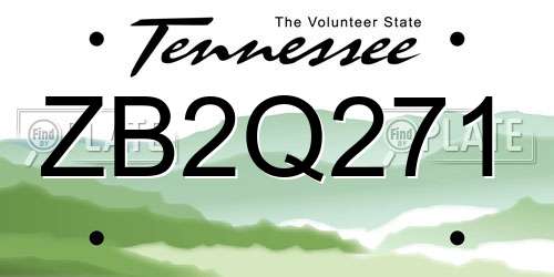 ZB2Q271 Tennessee License Plate