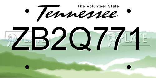 ZB2Q771 Tennessee License Plate