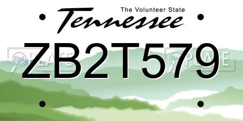 ZB2T579 Tennessee License Plate