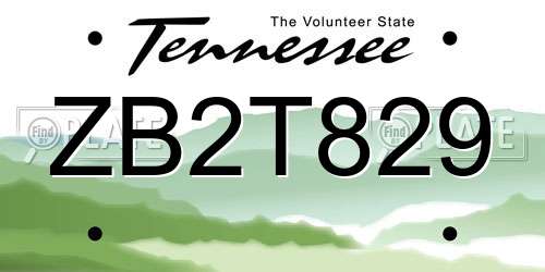ZB2T829 Tennessee License Plate