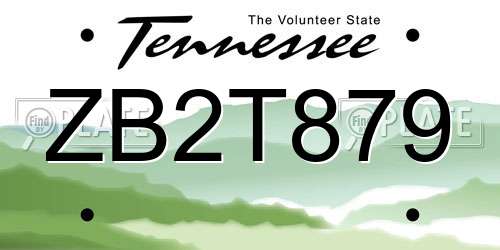 ZB2T879 Tennessee License Plate