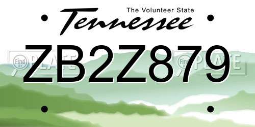 ZB2Z879 Tennessee License Plate