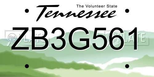 ZB3G561 Tennessee License Plate