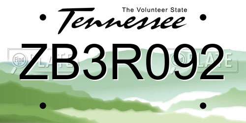 ZB3R092 Tennessee License Plate