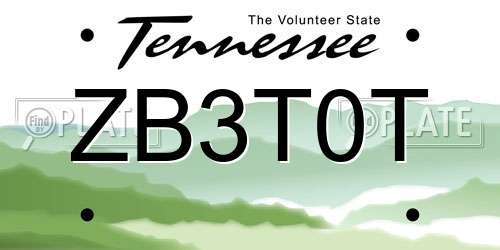 ZB3T0T Tennessee License Plate
