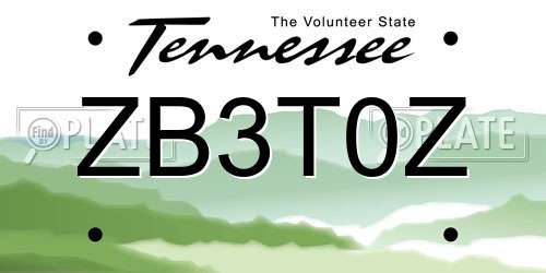 ZB3T0Z Tennessee License Plate