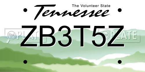 ZB3T5Z Tennessee License Plate