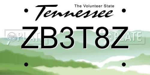 ZB3T8Z Tennessee License Plate