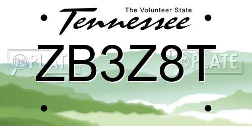 ZB3Z8T Tennessee License Plate