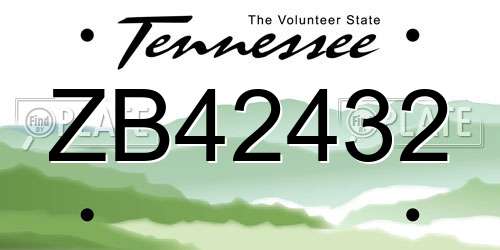 ZB42432 Tennessee License Plate