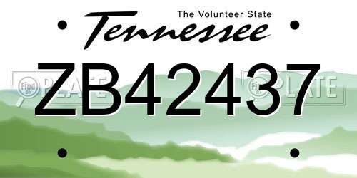 ZB42437 Tennessee License Plate