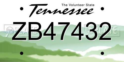 ZB47432 Tennessee License Plate