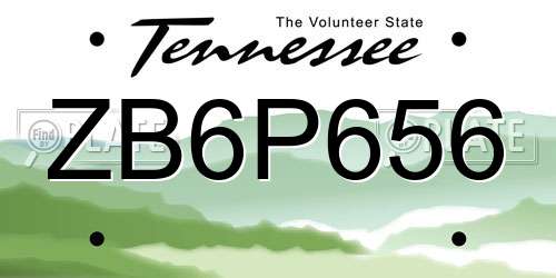 ZB6P656 Tennessee License Plate