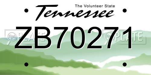 ZB70271 Tennessee License Plate
