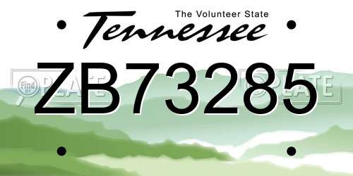 ZB73285 Tennessee License Plate