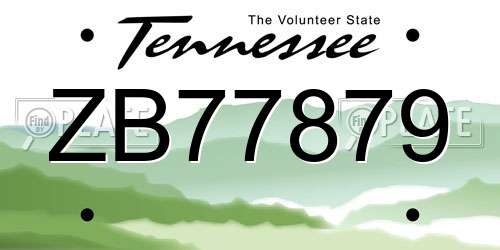 ZB77879 Tennessee License Plate