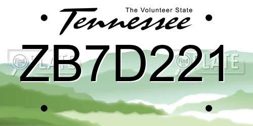 ZB7D221 Tennessee License Plate
