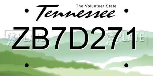ZB7D271 Tennessee License Plate